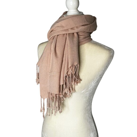 pashmina Accessories - Pink Pashmina Rectangle Scarf Tassel Fringe Shawl Hip Scarf